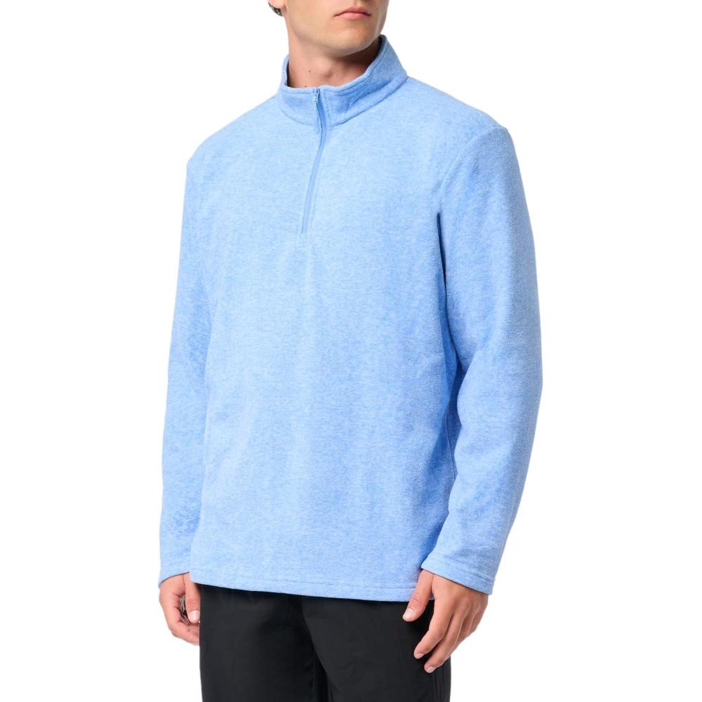imageTACVASEN Mens Quarter Zip Sweatshirt Long Sleeve Pullover 14 Zip Up Golf Shirt for Men Winter Fleece Lined Thermal SweaterLight Blue
