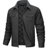 imageTACVASEN Mens Casual Quilted Cotton Jacket Cargo Corduroy Collar Jacket Work Shacket with 5 Pockets for Fall and WinterDarkgrey