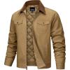 imageTACVASEN Mens Casual Quilted Cotton Jacket Cargo Corduroy Collar Jacket Work Shacket with 5 Pockets for Fall and WinterKhaki