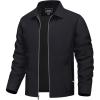 imageTACVASEN Mens Lightweight Windbreaker Full Zip Up Laydown Collar Jackets Light Casual Coat with Zip PocketsBlack