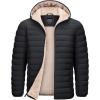 imageTACVASEN Mens Puffer Jacket Hooded Sherpa Lined Water Resistant Windproof Insulated Jacket Warm Winter Puffy CoatBlack