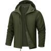 imageTACVASEN Mens Softshell Jacket with Hood Waterproof Tactical Fleece Coat Winter Windbreaker Lightweight Rain JacketsArmygreen