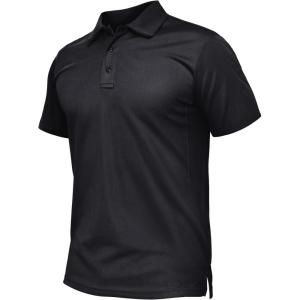 imageTACVASEN Mens Polo Shirt Short Sleeve Tactical Performance Collared Work Golf Shirts Dry Fit Pique Polos for Summer01black