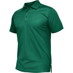 imageTACVASEN Mens Polo Shirt Short Sleeve Tactical Performance Collared Work Golf Shirts Dry Fit Pique Polos for Summer07egreen