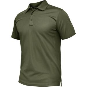 imageTACVASEN Mens Polo Shirt Short Sleeve Tactical Performance Collared Work Golf Shirts Dry Fit Pique Polos for Summer09army Green
