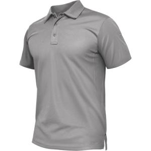 imageTACVASEN Mens Polo Shirt Short Sleeve Tactical Performance Collared Work Golf Shirts Dry Fit Pique Polos for Summer11light Grey