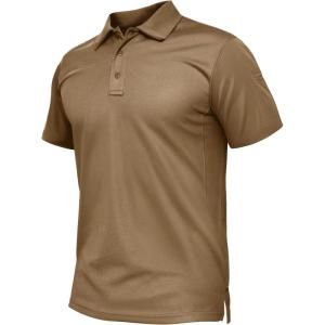 imageTACVASEN Mens Polo Shirt Short Sleeve Tactical Performance Collared Work Golf Shirts Dry Fit Pique Polos for Summer12brown