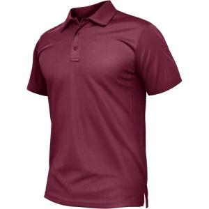 imageTACVASEN Mens Polo Shirt Short Sleeve Tactical Performance Collared Work Golf Shirts Dry Fit Pique Polos for Summer13wine Red