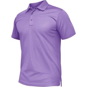 imageTACVASEN Mens Polo Shirt Short Sleeve Tactical Performance Collared Work Golf Shirts Dry Fit Pique Polos for Summer15light Purple