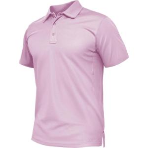 imageTACVASEN Mens Polo Shirt Short Sleeve Tactical Performance Collared Work Golf Shirts Dry Fit Pique Polos for Summer16pink Purple