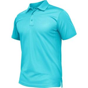 imageTACVASEN Mens Polo Shirt Short Sleeve Tactical Performance Collared Work Golf Shirts Dry Fit Pique Polos for Summer18lake Blue