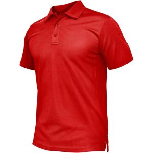 imageTACVASEN Mens Polo Shirt Short Sleeve Tactical Performance Collared Work Golf Shirts Dry Fit Pique Polos for Summer24tomato Red