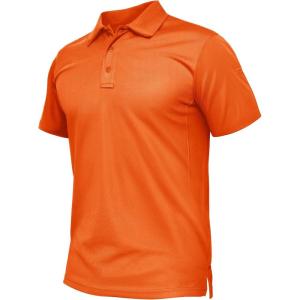 imageTACVASEN Mens Polo Shirt Short Sleeve Tactical Performance Collared Work Golf Shirts Dry Fit Pique Polos for Summer25orange