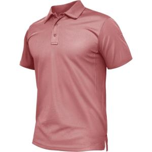 imageTACVASEN Mens Polo Shirt Short Sleeve Tactical Performance Collared Work Golf Shirts Dry Fit Pique Polos for Summer27grey Pink