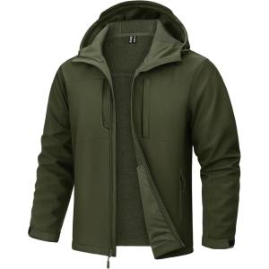 imageTACVASEN Mens Softshell Jacket with Hood Waterproof Tactical Fleece Coat Winter Windbreaker Lightweight Rain JacketsArmygreen