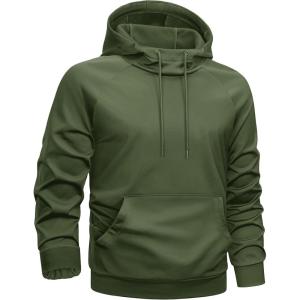 imageTACVASEN Sweatshirts for Mens Hoodies Fleece Lined Pullover Athletic Casual Lightweight Workout High Collar with PocketsArmygreen