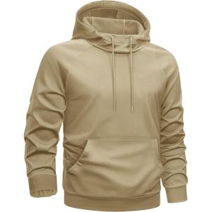 imageTACVASEN Sweatshirts for Mens Hoodies Fleece Lined Pullover Athletic Casual Lightweight Workout High Collar with PocketsKhaki