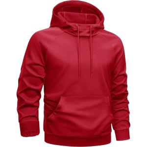 imageTACVASEN Sweatshirts for Mens Hoodies Fleece Lined Pullover Athletic Casual Lightweight Workout High Collar with PocketsRed