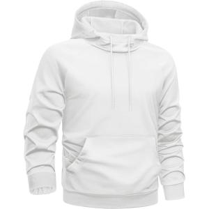 imageTACVASEN Sweatshirts for Mens Hoodies Fleece Lined Pullover Athletic Casual Lightweight Workout High Collar with PocketsWhite