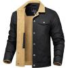 imageTACVASEN Mens Winter Jacket Thick Thermal Sherpa Jacket Warm Lapel Fleece Lined Coats Trucker Work Cargo Multi Pockets01black