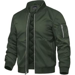 imageTACVASEN Mens Bomber Jackets Thermal Quilted Jacket Water Resistant Warm Winter CoatsArmy Green