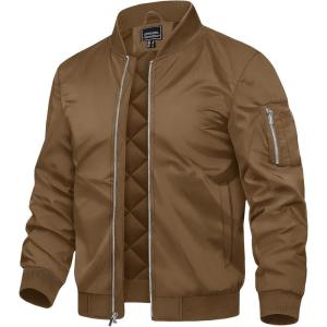 imageTACVASEN Mens Bomber Jackets Thermal Quilted Jacket Water Resistant Warm Winter CoatsBrown