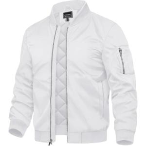 imageTACVASEN Mens Bomber Jackets Thermal Quilted Jacket Water Resistant Warm Winter CoatsWhite