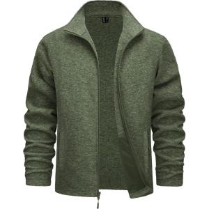 imageTACVASEN Mens Fleece Jackets Full Zip Lightweight Jacket Casual Soft Warm Coats with PocketsAgreen