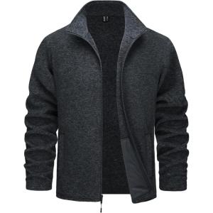 imageTACVASEN Mens Fleece Jackets Full Zip Lightweight Jacket Casual Soft Warm Coats with PocketsBlack
