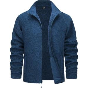 imageTACVASEN Mens Fleece Jackets Full Zip Lightweight Jacket Casual Soft Warm Coats with PocketsBlue