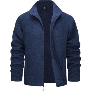 imageTACVASEN Mens Fleece Jackets Full Zip Lightweight Jacket Casual Soft Warm Coats with PocketsDark Blue