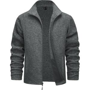 imageTACVASEN Mens Fleece Jackets Full Zip Lightweight Jacket Casual Soft Warm Coats with PocketsDark Gray