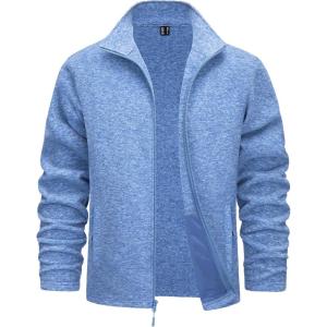 imageTACVASEN Mens Fleece Jackets Full Zip Lightweight Jacket Casual Soft Warm Coats with PocketsLight Blue