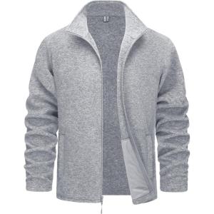 imageTACVASEN Mens Fleece Jackets Full Zip Lightweight Jacket Casual Soft Warm Coats with PocketsLight Gray
