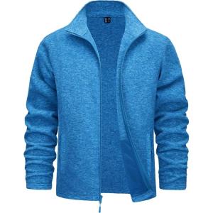 imageTACVASEN Mens Fleece Jackets Full Zip Lightweight Jacket Casual Soft Warm Coats with PocketsSea Blue