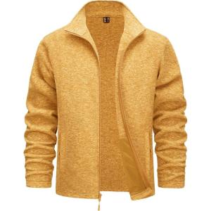 imageTACVASEN Mens Fleece Jackets Full Zip Lightweight Jacket Casual Soft Warm Coats with PocketsTyellow