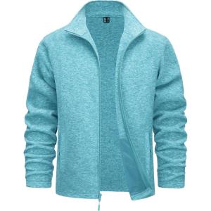 imageTACVASEN Mens Fleece Jackets Full Zip Lightweight Jacket Casual Soft Warm Coats with PocketsWater Blue