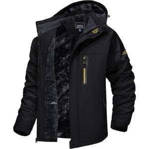 imageTACVASEN Mens Winter Ski Jacket Waterproof Snow Coats Snowboard Fleece Lining Jacket Warm Parka with HoodedBlack