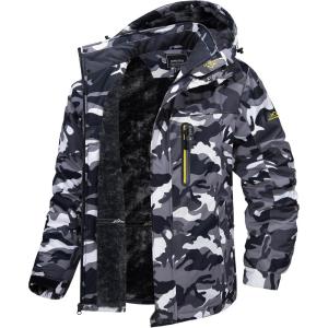 imageTACVASEN Mens Winter Ski Jacket Waterproof Snow Coats Snowboard Fleece Lining Jacket Warm Parka with HoodedColor Black