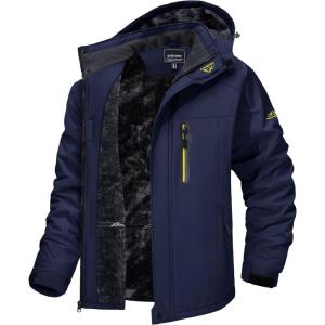 imageTACVASEN Mens Winter Ski Jacket Waterproof Snow Coats Snowboard Fleece Lining Jacket Warm Parka with HoodedDark Blue