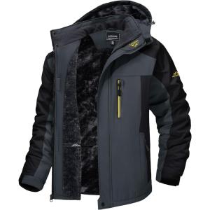 imageTACVASEN Mens Winter Ski Jacket Waterproof Snow Coats Snowboard Fleece Lining Jacket Warm Parka with HoodedGray