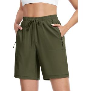 imageTACVASEN Womens Hiking Shorts 8quot Quick Dry Lightweight Water Resistant Athletic Shorts with Pockets Outdoor Golf ActiveArmy Green