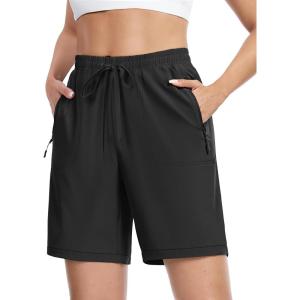 imageTACVASEN Womens Hiking Shorts 8quot Quick Dry Lightweight Water Resistant Athletic Shorts with Pockets Outdoor Golf ActiveBlack