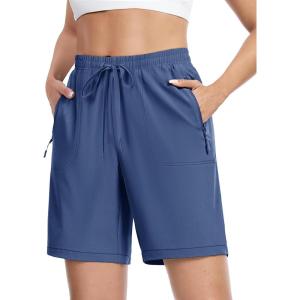 imageTACVASEN Womens Hiking Shorts 8quot Quick Dry Lightweight Water Resistant Athletic Shorts with Pockets Outdoor Golf ActiveBlue Grey