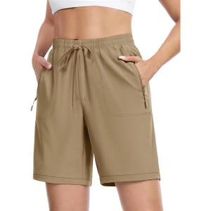 imageTACVASEN Womens Hiking Shorts 8quot Quick Dry Lightweight Water Resistant Athletic Shorts with Pockets Outdoor Golf ActiveKhaki