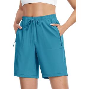 imageTACVASEN Womens Hiking Shorts 8quot Quick Dry Lightweight Water Resistant Athletic Shorts with Pockets Outdoor Golf ActiveLake Blue