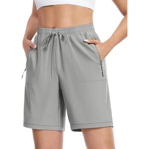 imageTACVASEN Womens Hiking Shorts 8quot Quick Dry Lightweight Water Resistant Athletic Shorts with Pockets Outdoor Golf ActiveLight Grey