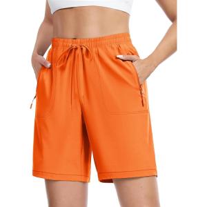 imageTACVASEN Womens Hiking Shorts 8quot Quick Dry Lightweight Water Resistant Athletic Shorts with Pockets Outdoor Golf ActiveOrange