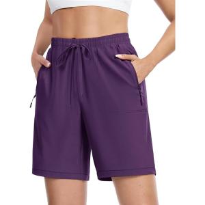 imageTACVASEN Womens Hiking Shorts 8quot Quick Dry Lightweight Water Resistant Athletic Shorts with Pockets Outdoor Golf ActivePurple Red