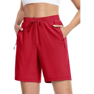 imageTACVASEN Womens Hiking Shorts 8quot Quick Dry Lightweight Water Resistant Athletic Shorts with Pockets Outdoor Golf ActiveTomato Red